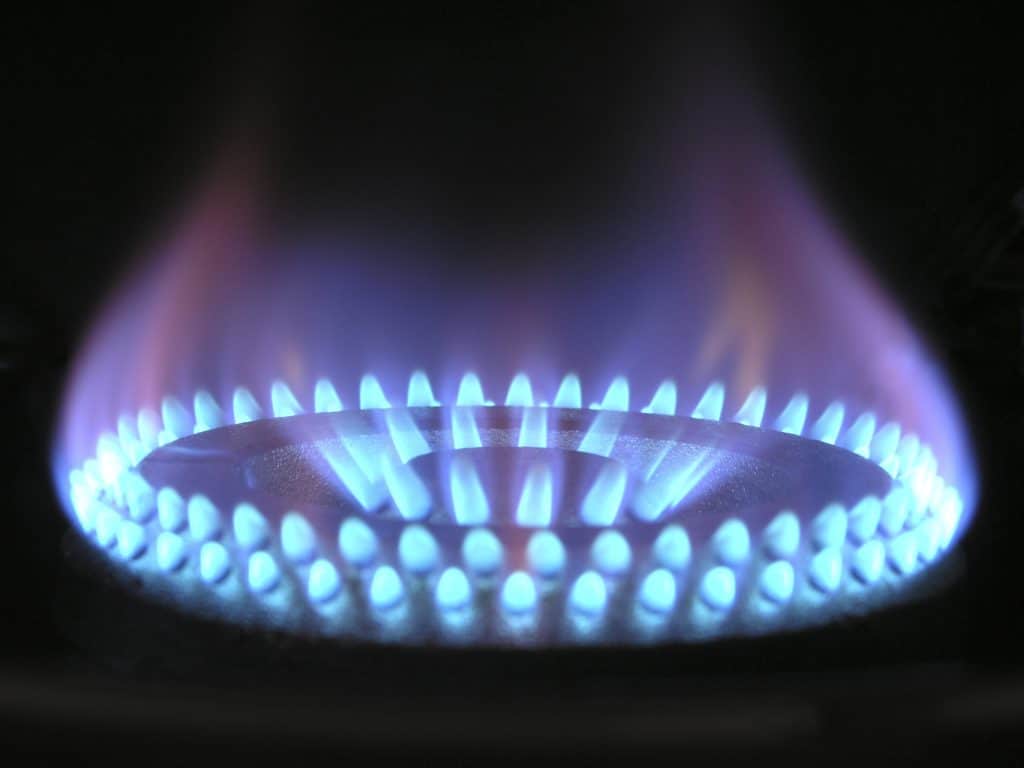 closeup of flames on gas burner